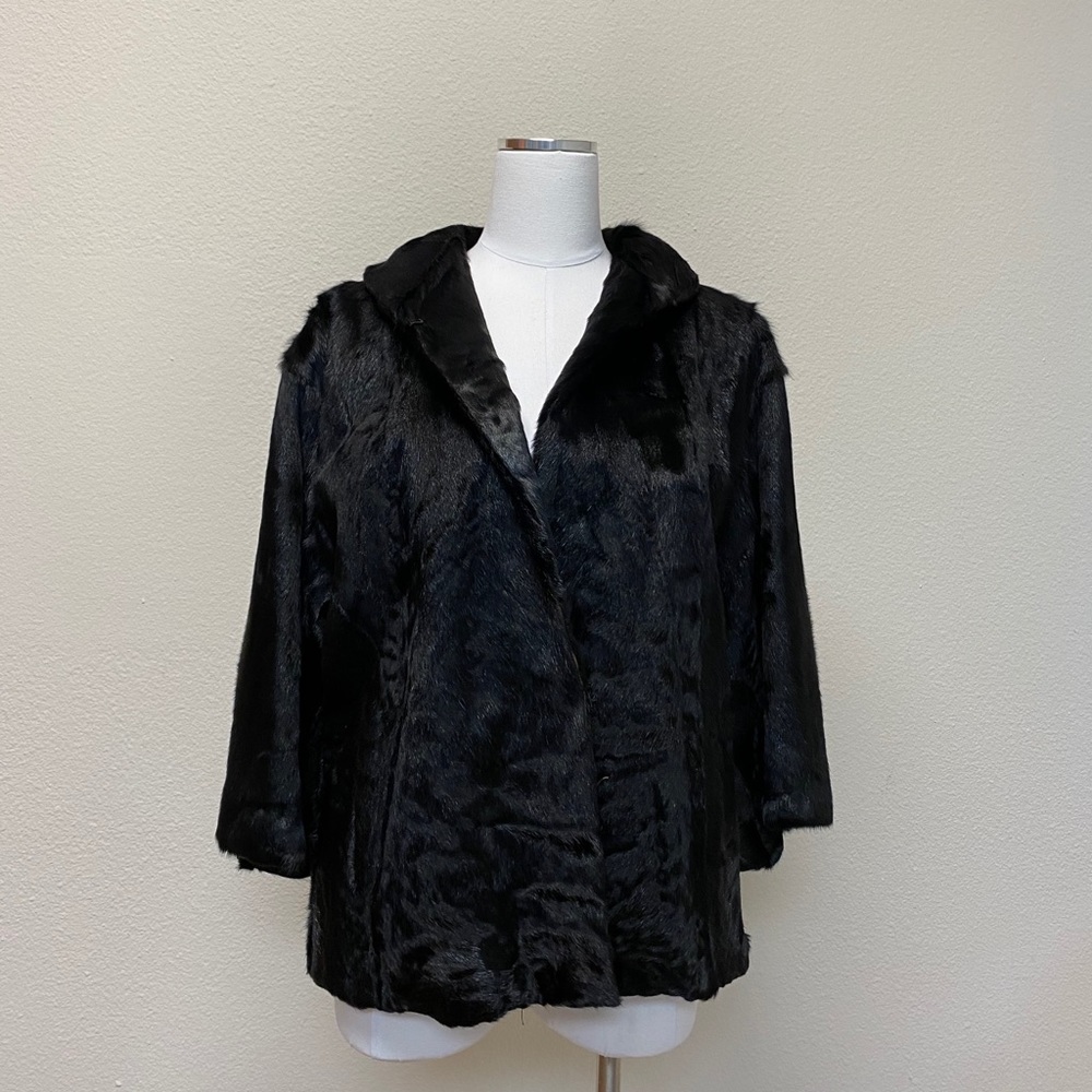 Black H.C. Capwell Co. Fur Salon Jacket